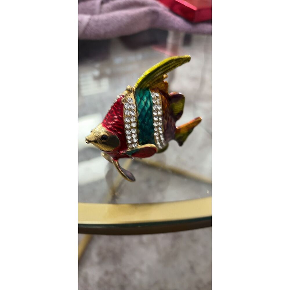 Colorful enamel and rhinestone fish drink box - Picture 2 of 5